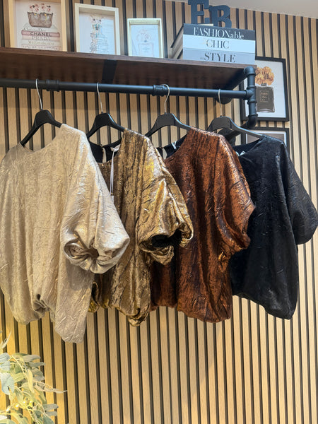 Studio Metallic Bubble Hem Top