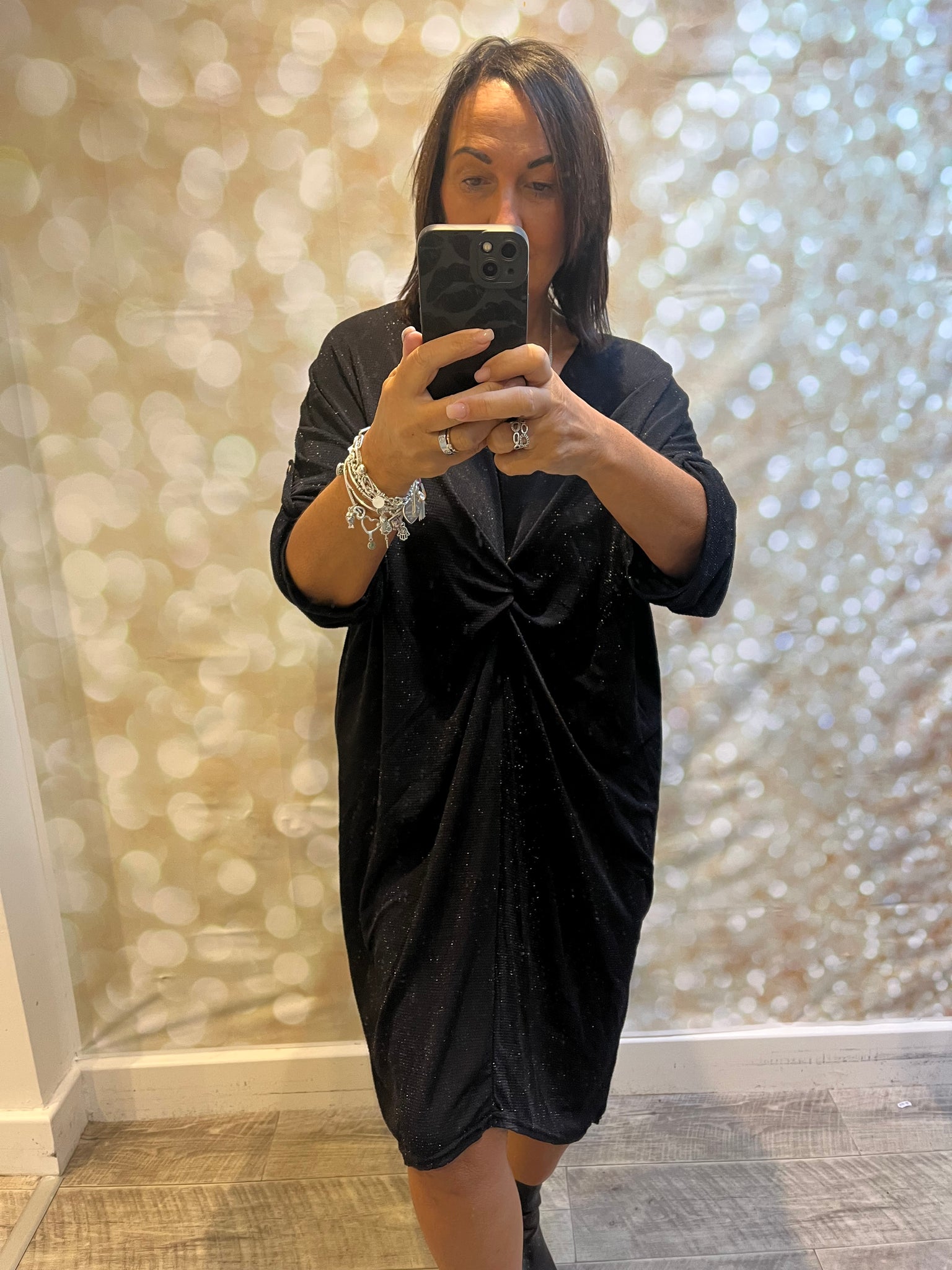 Glitter Twist Front Sparkle Dress