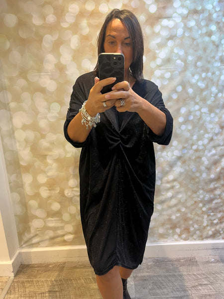 Glitter Twist Front Sparkle Dress