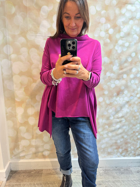 Slash Neck Overlay Jersey Top