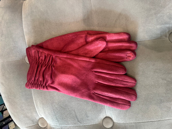 Suedette Rouched detail Gloves