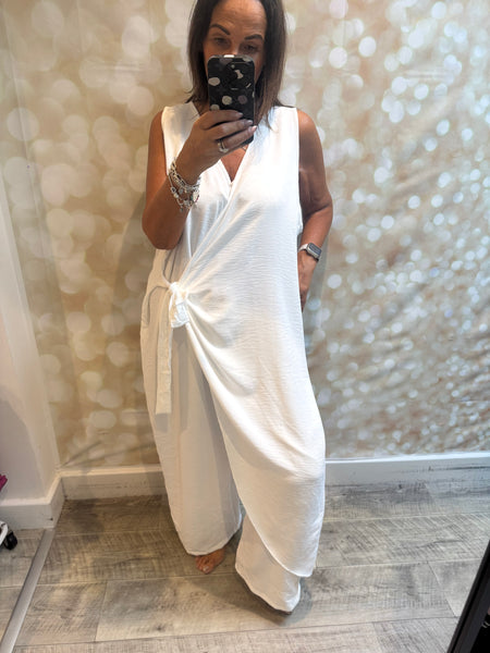 Curve Wrap Over Palazzo Jumpsuit