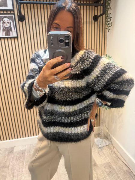 Stripe Chunky Knit Sparkly Jumper