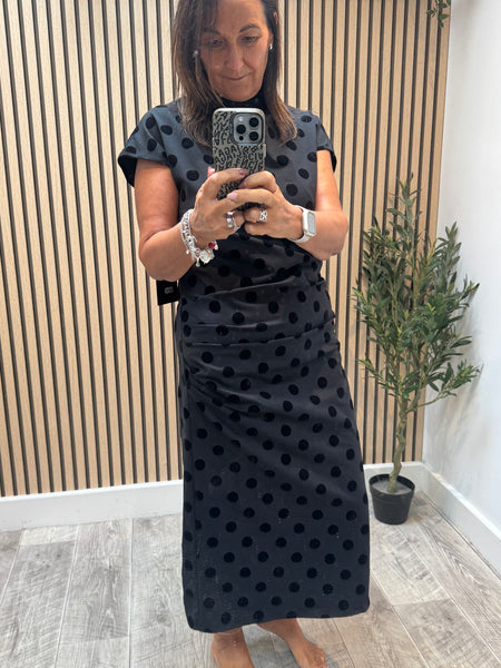 Spotted High Neck Scuba Dress