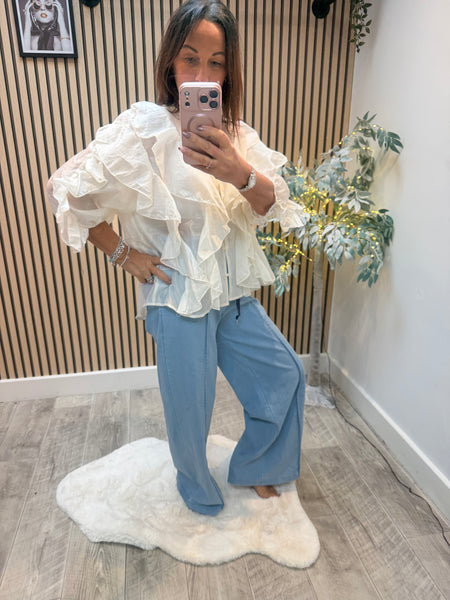 Silky sheer Frill blouse