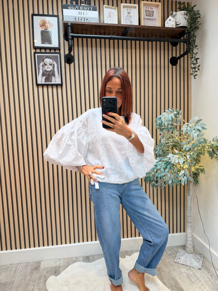 Mom Fit Denim  Barrel Jeans