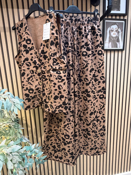 2 Piece Leopard Trouser / Waistcoat set