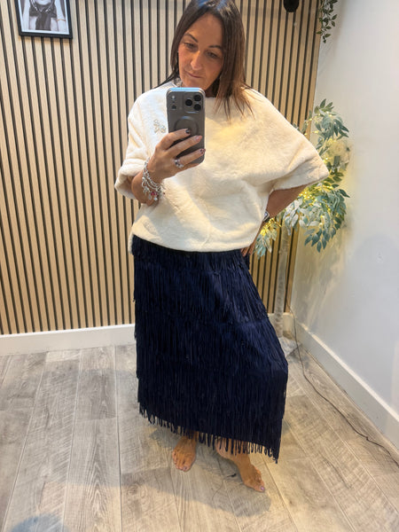 Fringed Maxi Skirt