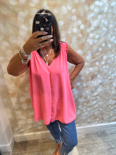 Shirred Shoulder Swing Vest