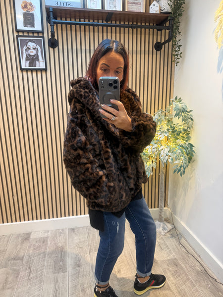 Luxe Cropped Leopard Fur  Jacket