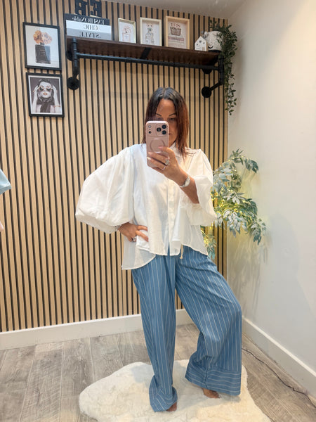 Pinstripe Denim Palazzo trousers