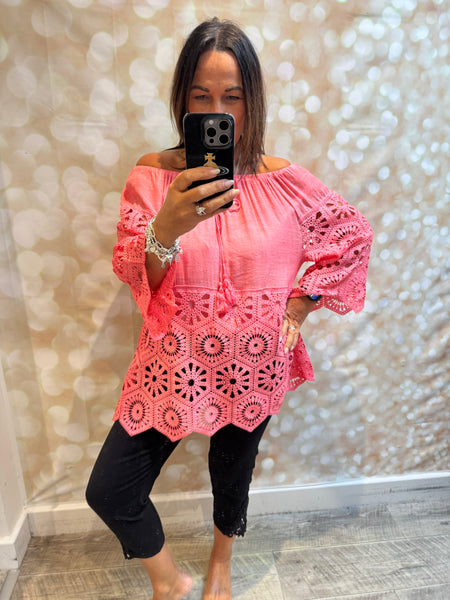 Bardot /Crochet Top
