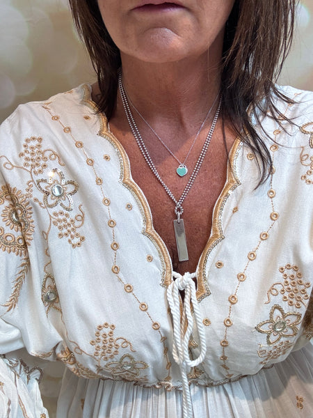 Embroidered V Front Maxi Dress