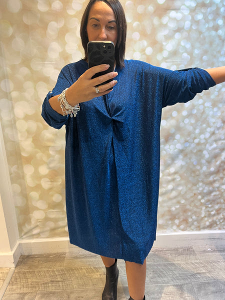 Curve Glitter Gathered Front Sparkle Dress