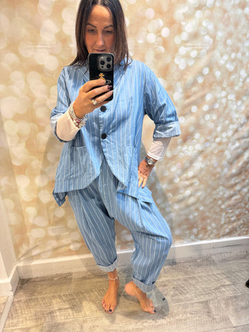 ID Denim Pinstripe Trouser Set