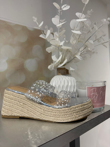 Wedge Diamante Strap Sandal