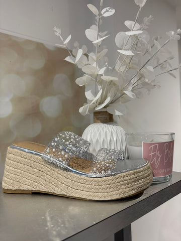 Wedge Diamante Strap Sandal