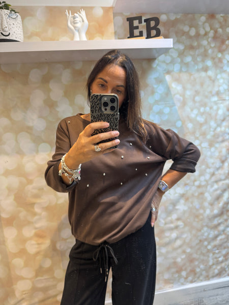 Scuba Sweatshirt with diamante front