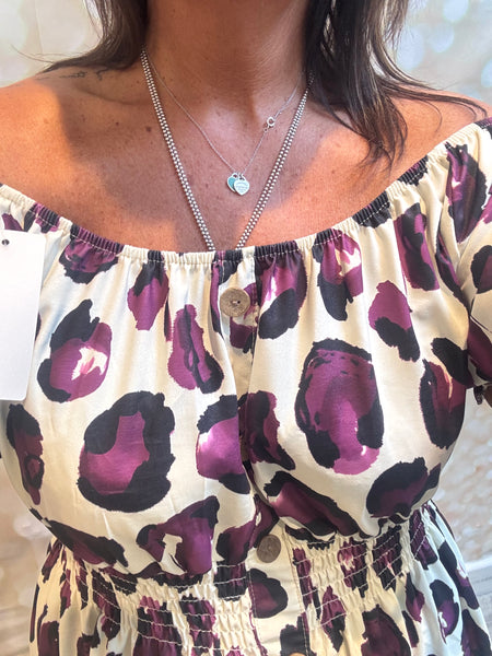 Leopard Bardot off the shoulder dress