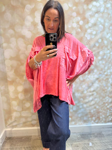Cold wash Linen / Jersey Oversized Top