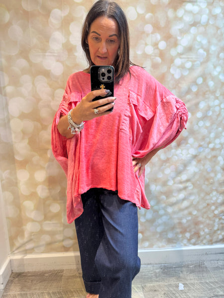 Cold wash Linen / Jersey Oversized Top