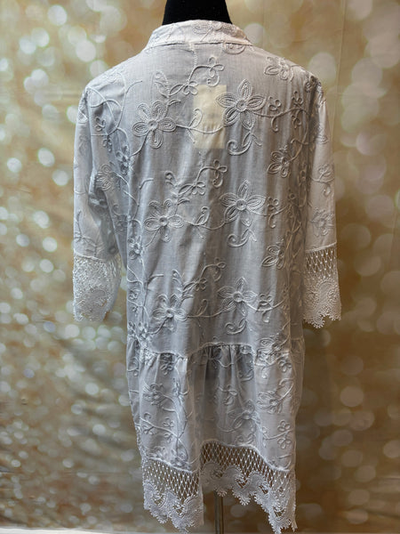 Floral embroidered lace trim dress