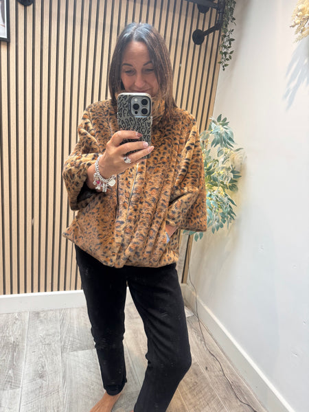 Fur Leopard Cropped Coat