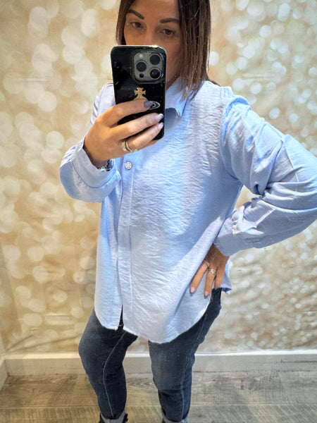 Crinkle Blouse with Diamanté buttons