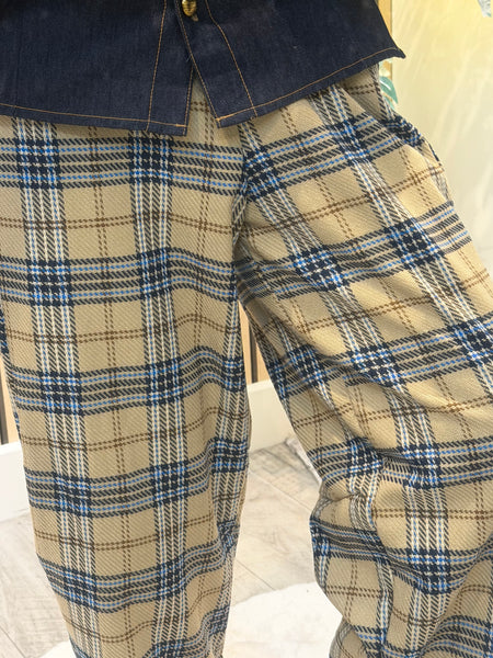 Studio Tartan Tapered Leg Trousers
