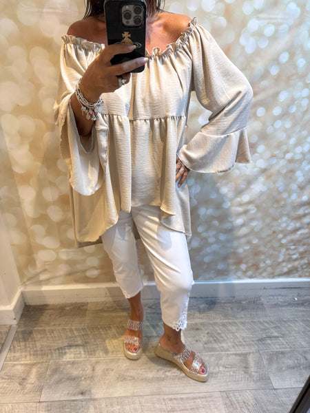 Bardot Hi Lo Top in crinkle fabric