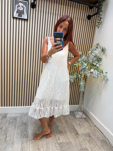 Zebra Mesh Frill Hem Dress