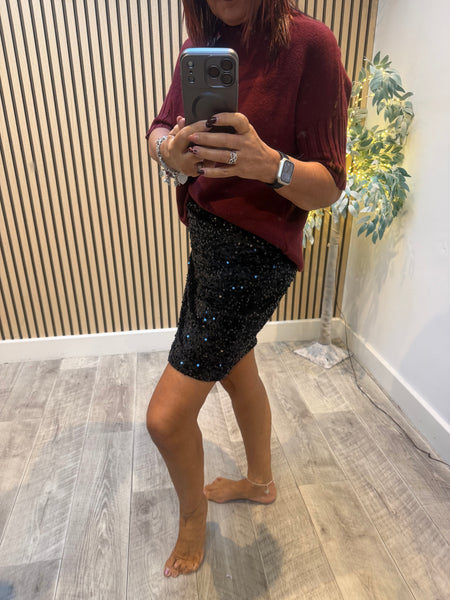 Studio Velour/Sequin Mini  Skirt