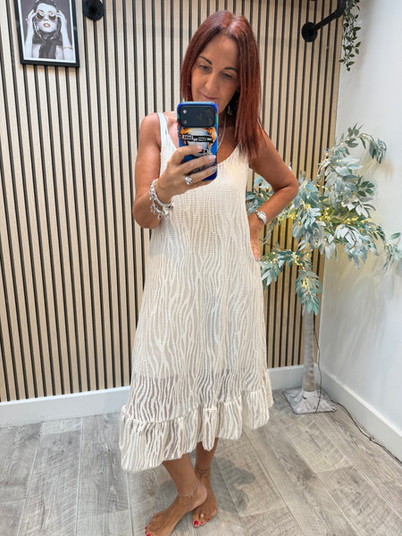 Zebra Mesh Frill Hem Dress
