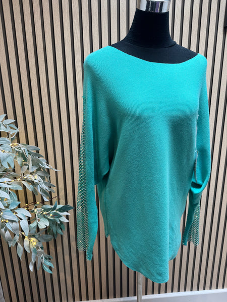 Soft Touch Jumper with Fishnet sleeves