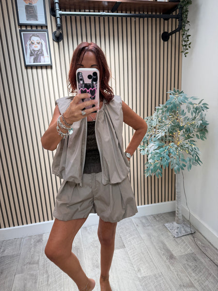 Cotton Bubble hem Bomber Gilet