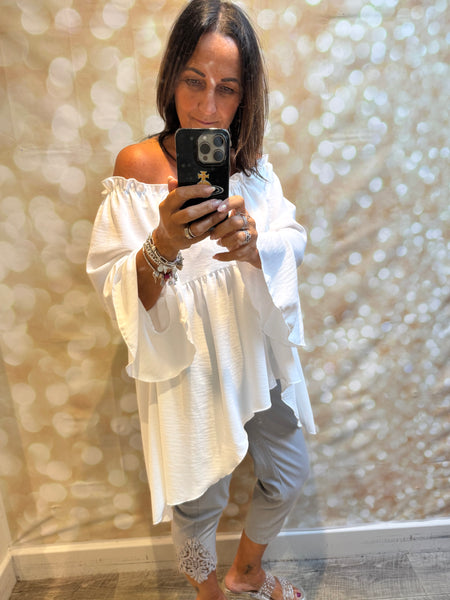 Bardot Hi Lo Top in crinkle fabric
