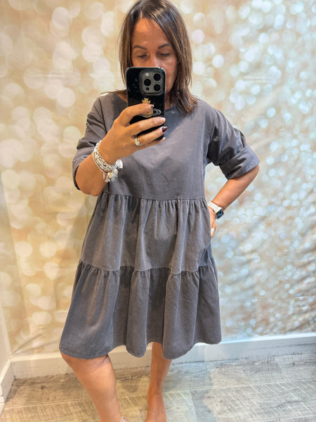 Studio Needlecord Tiered swing dress
