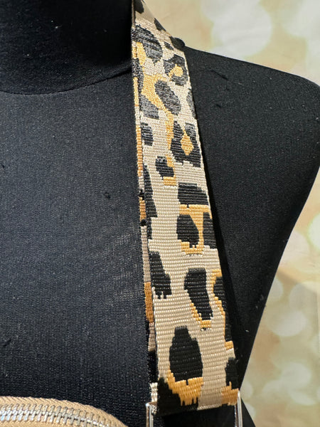 Across body Bee Bag with leopard Strap