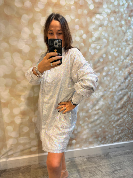 Sequin Shirt Dress