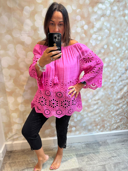 Bardot /Crochet Top