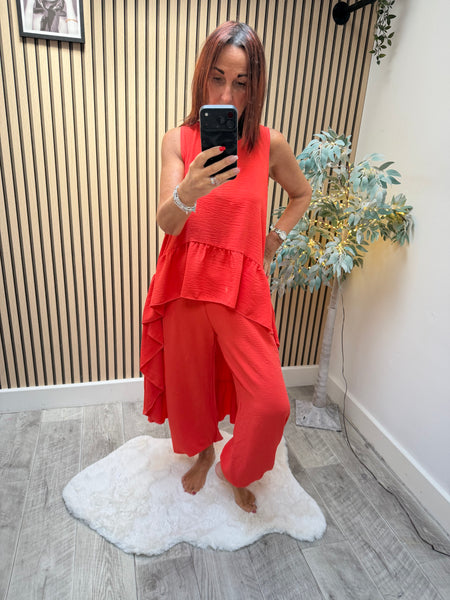 Crinkle cuffed  trousers /Hi Lo Top