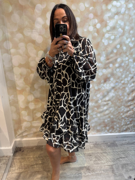 Studio Animal print dress with frill hem