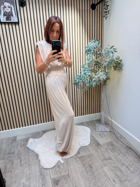 Grecian Jumpsuit with Cuff hem