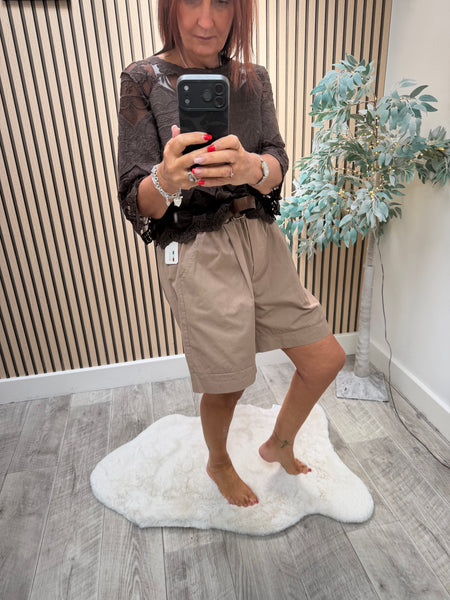 Cotton Belted Shorts