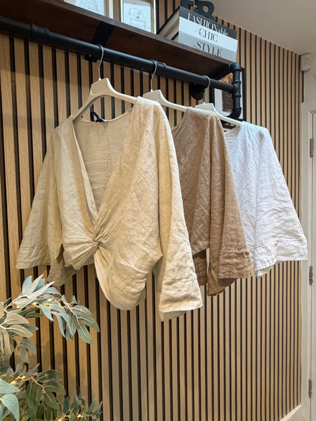 Studio Linen Twist Front Top