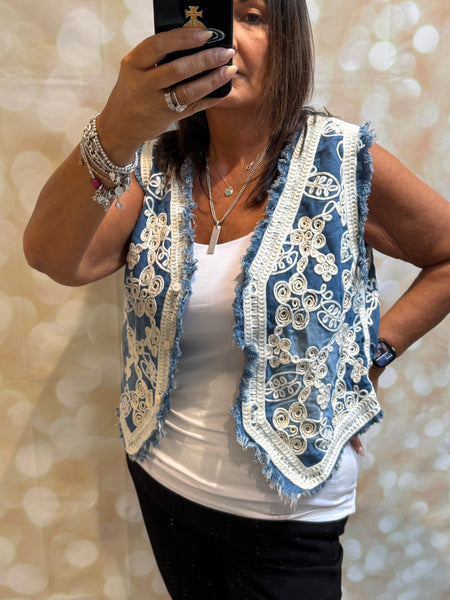 Denim Applique Waistcoat