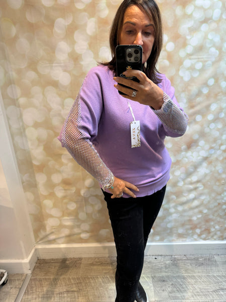 Soft Touch Jumper with Fishnet sleeves