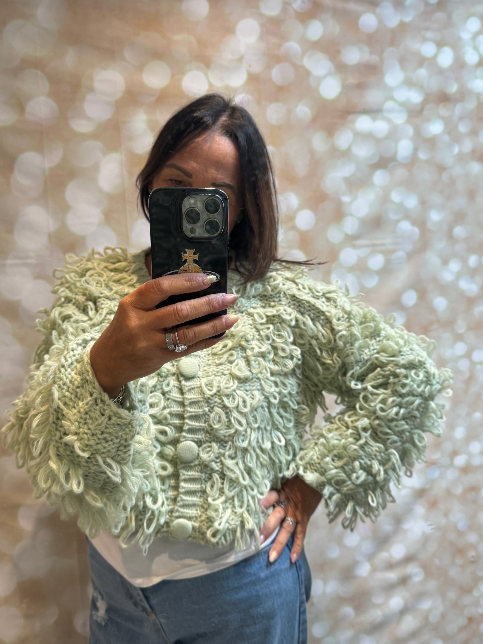 Loopy Cropped  Cardigan