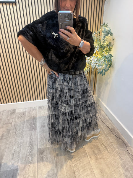 Tulle Tie Dye Tiered Maxi Skirt