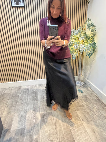 Studio Silky longline Skirt with Lace trim